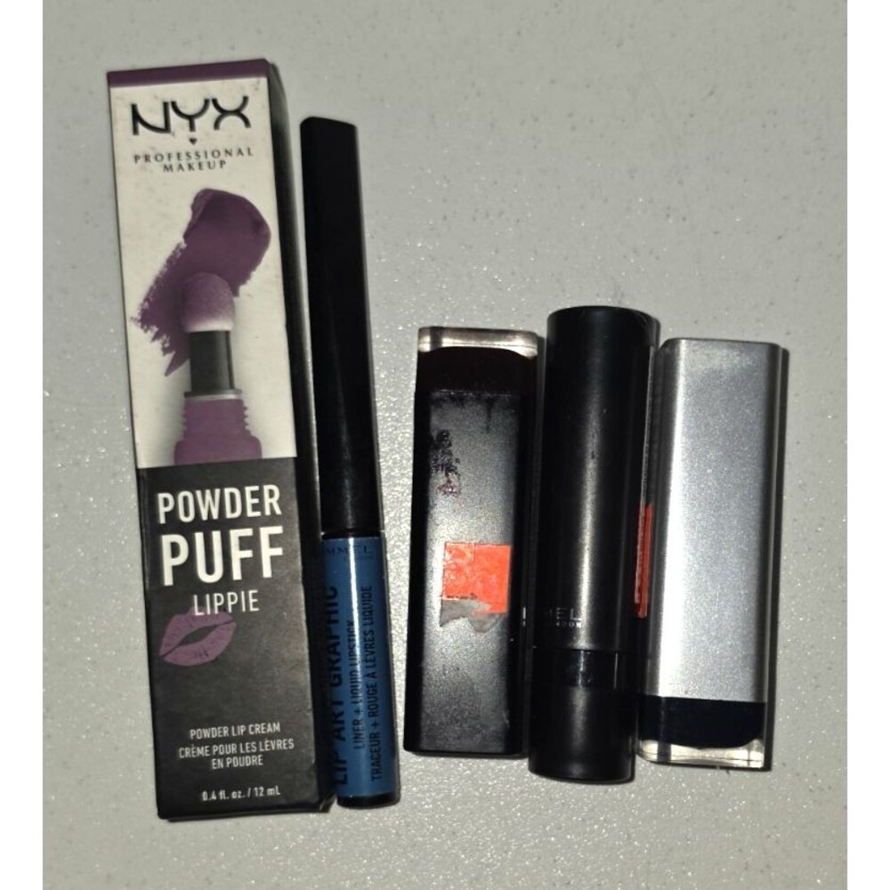 Lot of 5 Dark Color Halloween Goth Makeup Lipstick Nyx Rimmel Covergirl NEW